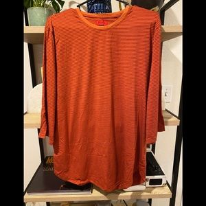 Killion 3/4 Sleeve Striped Orange Scoop T-Shirt
